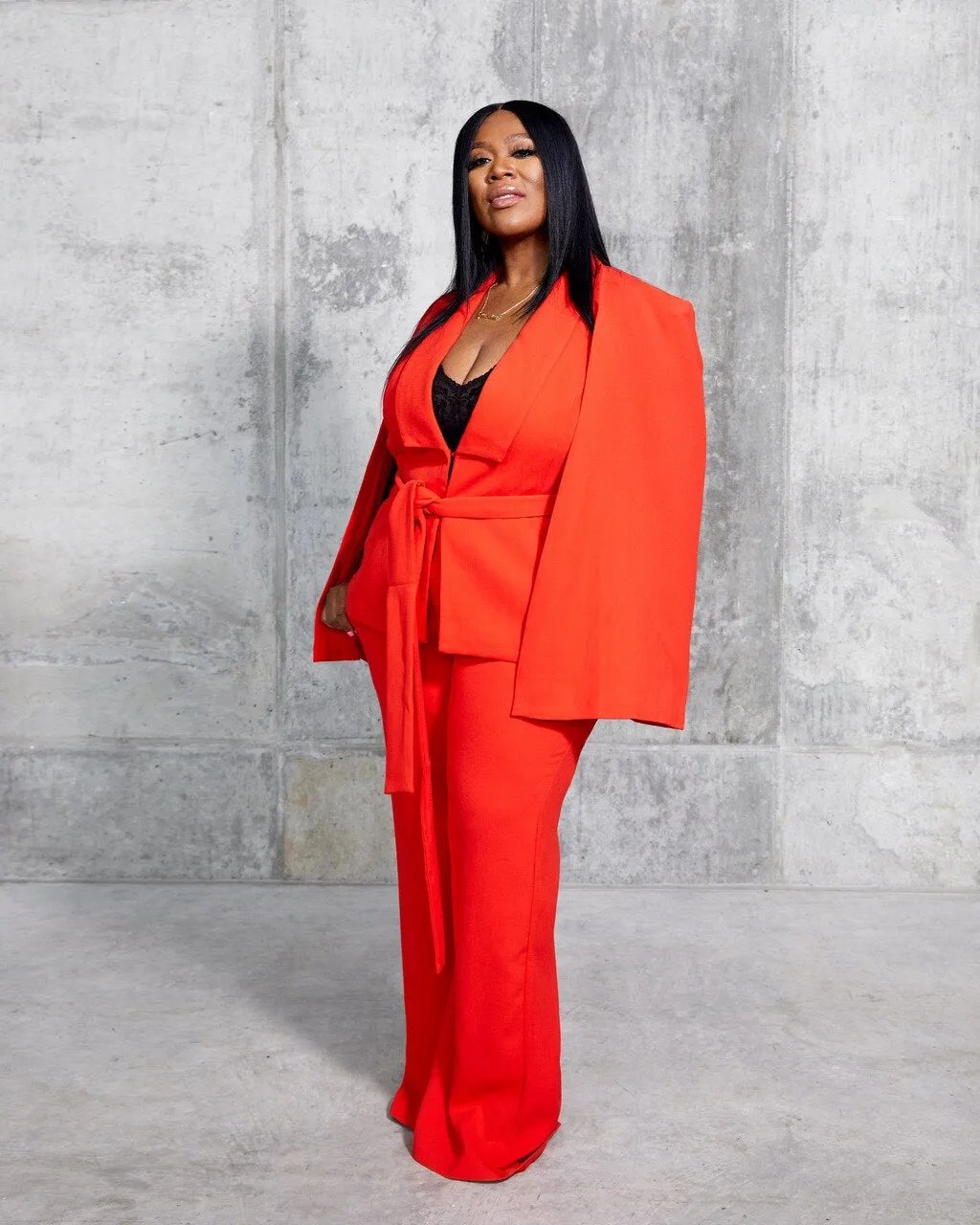 Kayla Curvy Cape Suit Set