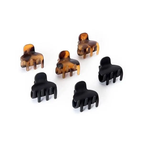 KITSCH - Recycled Plastic X-Small Claw Clips 6pc - Black & Tort