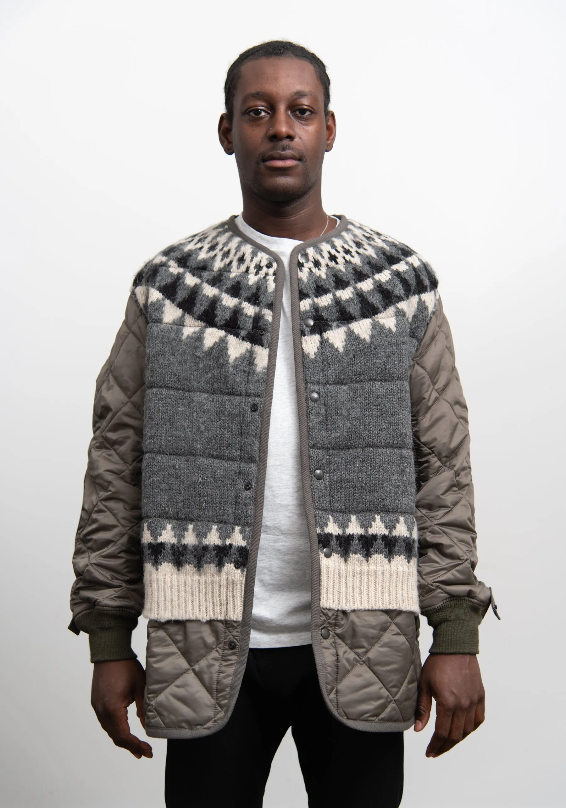 Knit Panel Liner Coat Grey C015