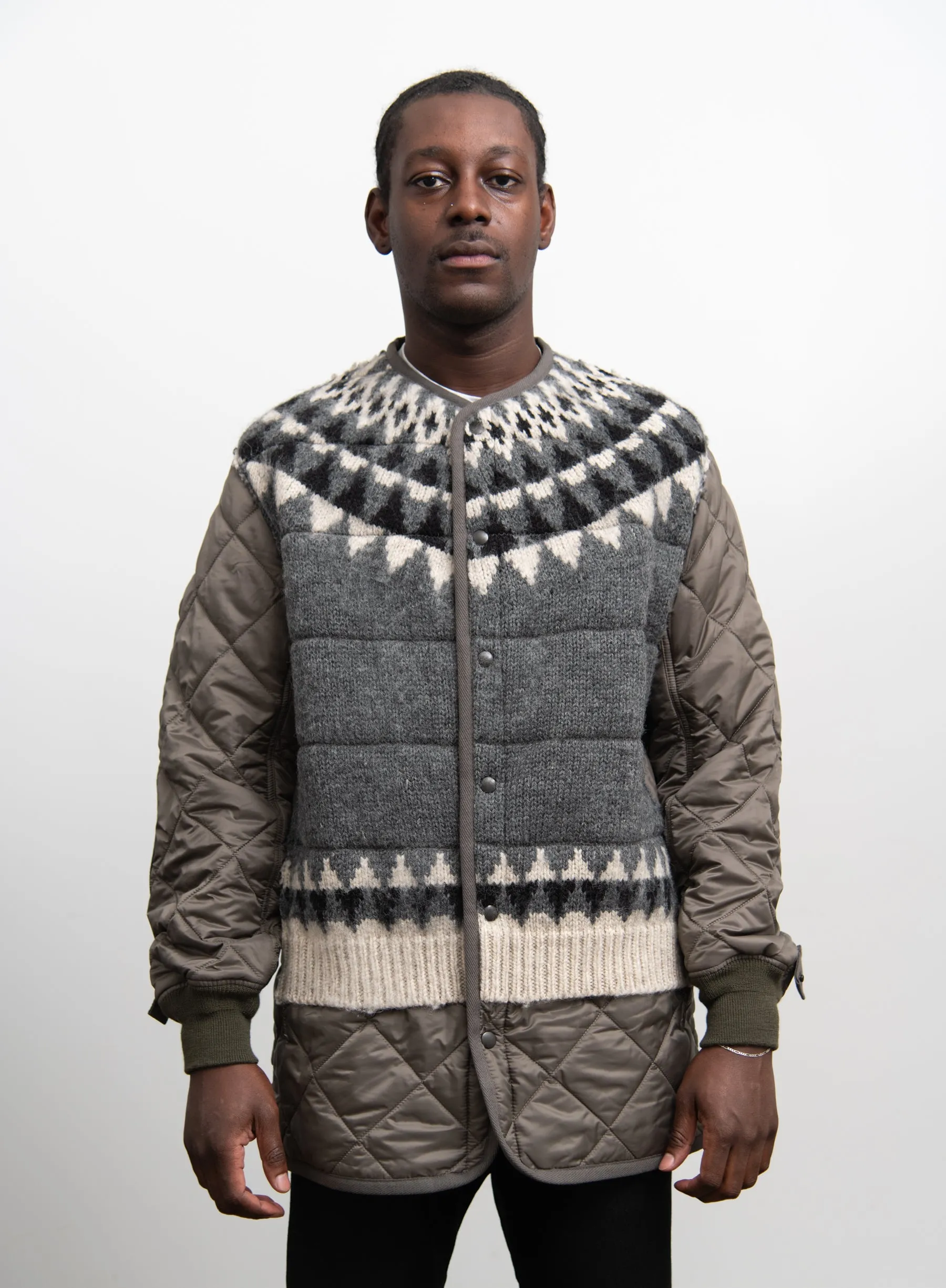 Knit Panel Liner Coat Grey C015