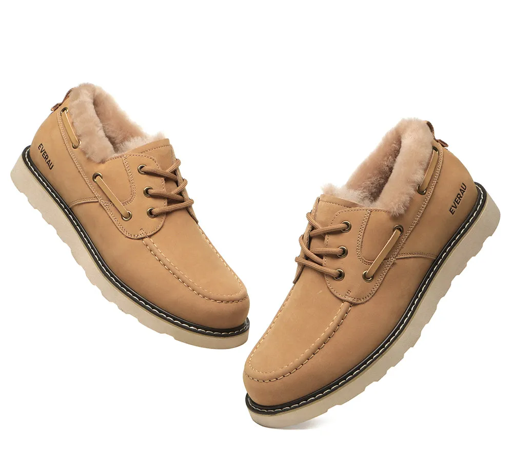 Lace Up Sheepskin Casual Men Shoes Trekker