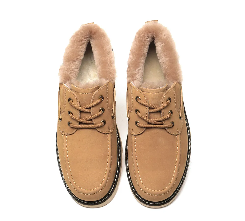 Lace Up Sheepskin Casual Men Shoes Trekker