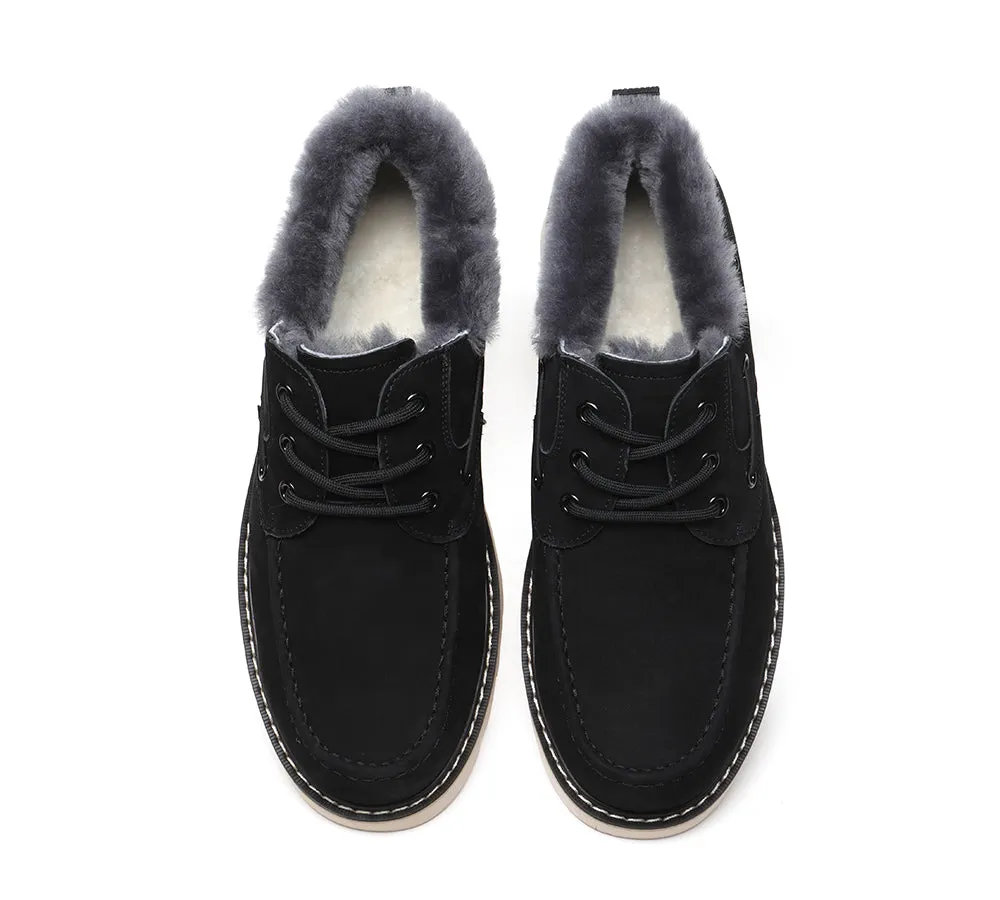 Lace Up Sheepskin Casual Men Shoes Trekker