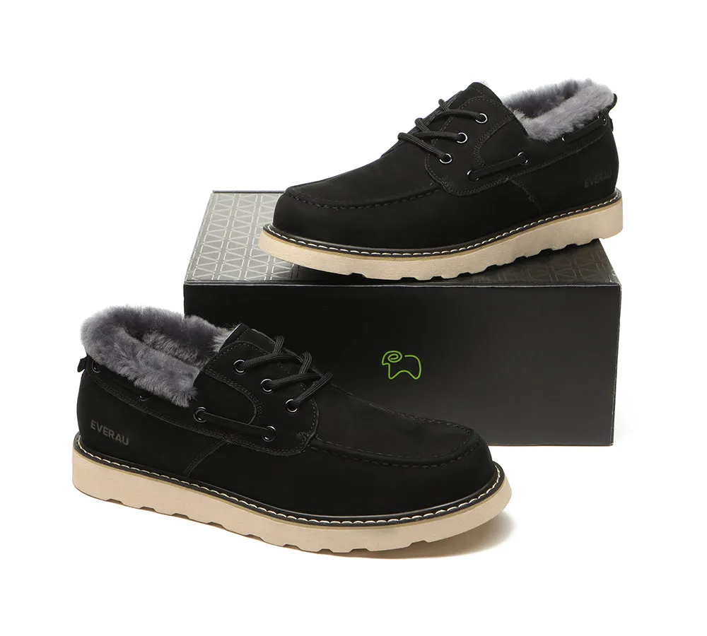 Lace Up Sheepskin Casual Men Shoes Trekker