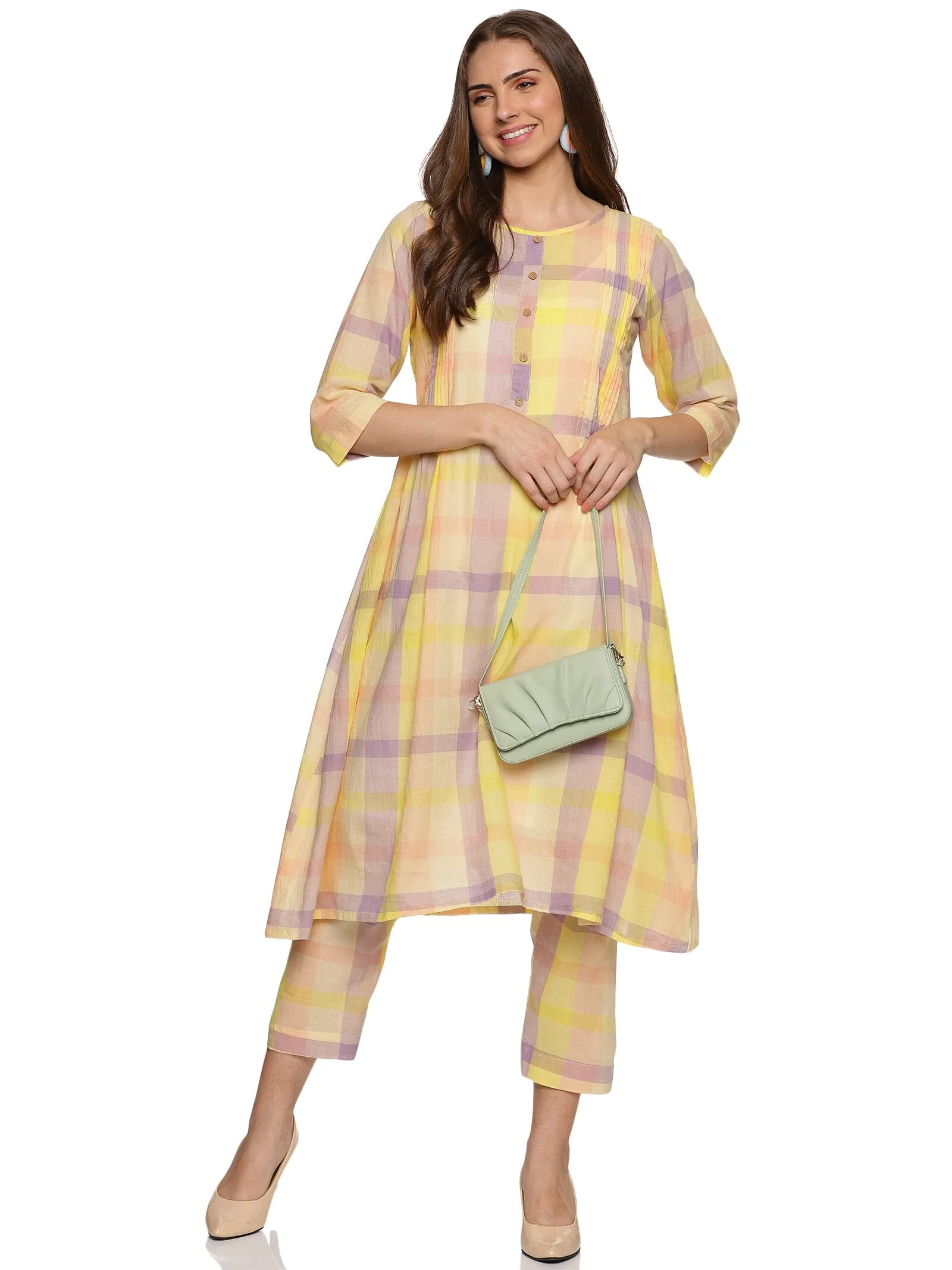 ‘Limon' A-line checked co-ord set