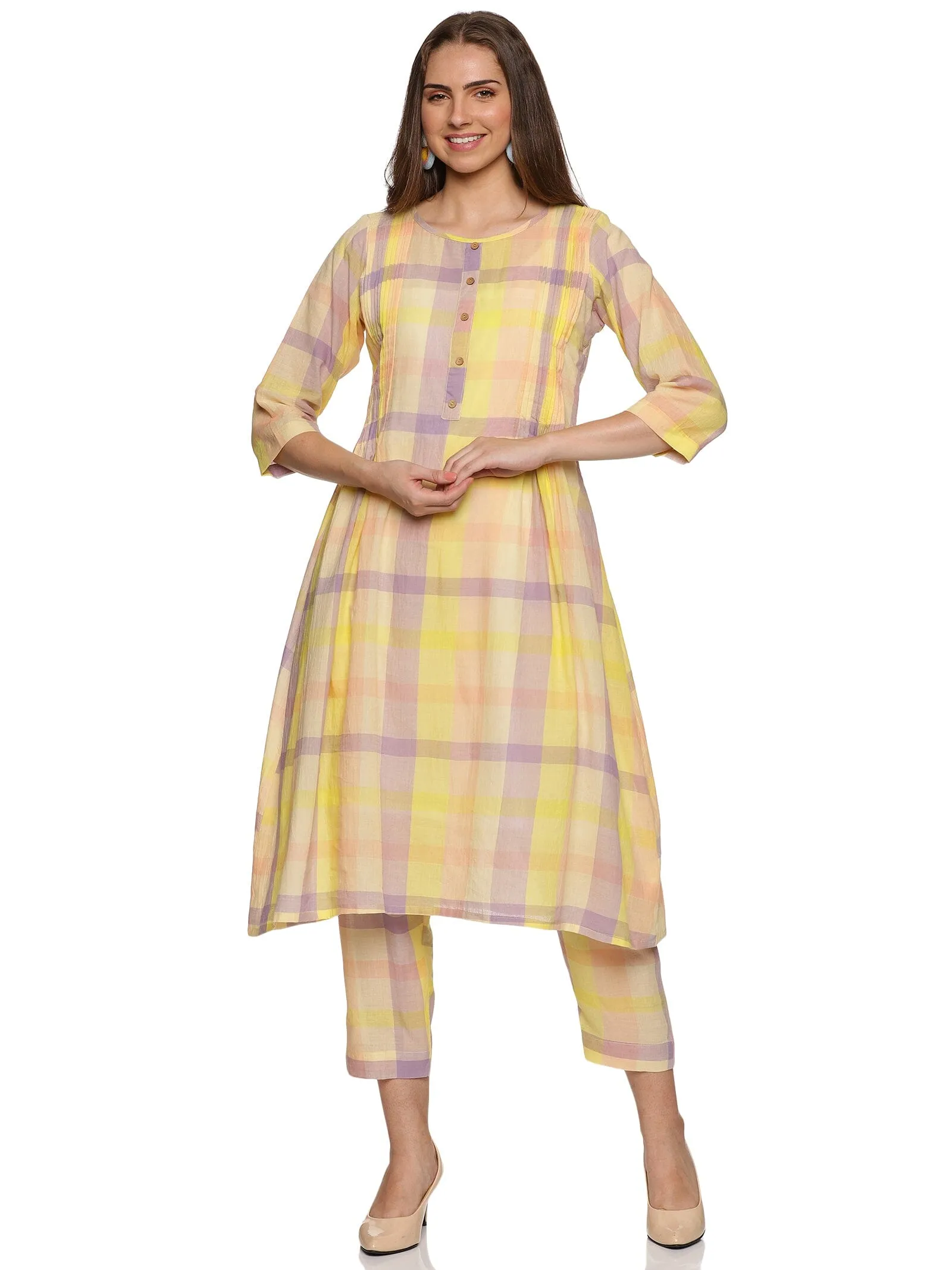 ‘Limon' A-line checked co-ord set