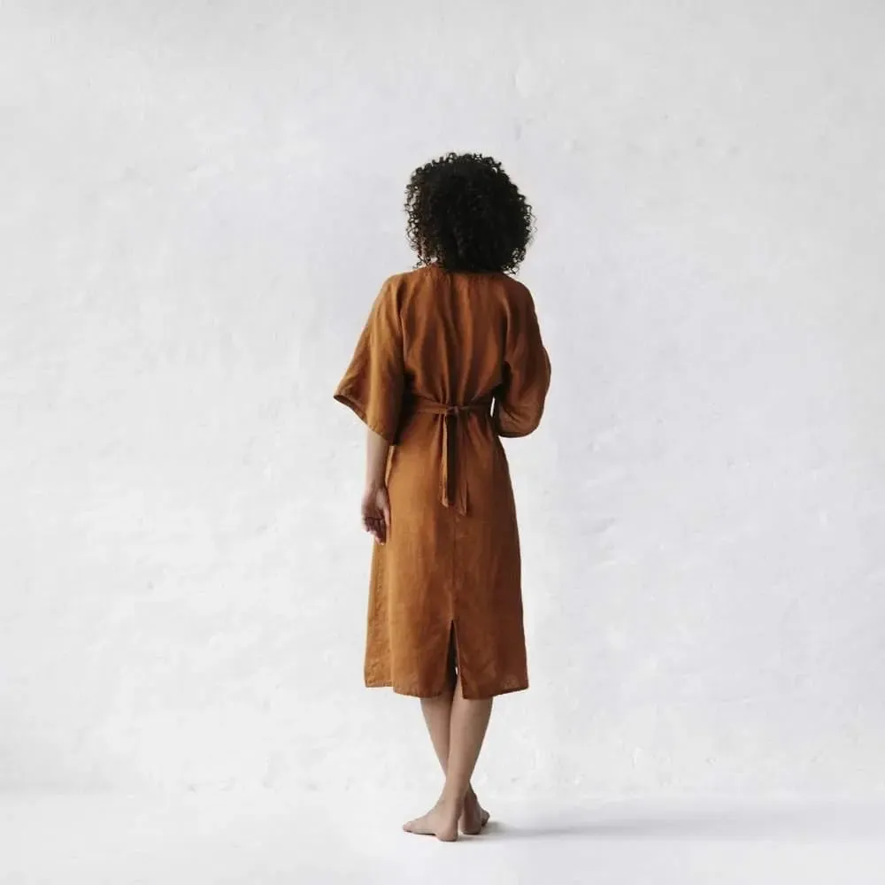 Linen Dress Yuko Mustard by Seaside Tones