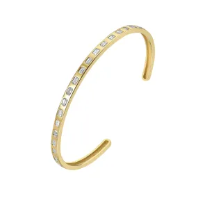 Lionheart - Emerald Cut Diamond Cuff Bangle, Yellow Gold