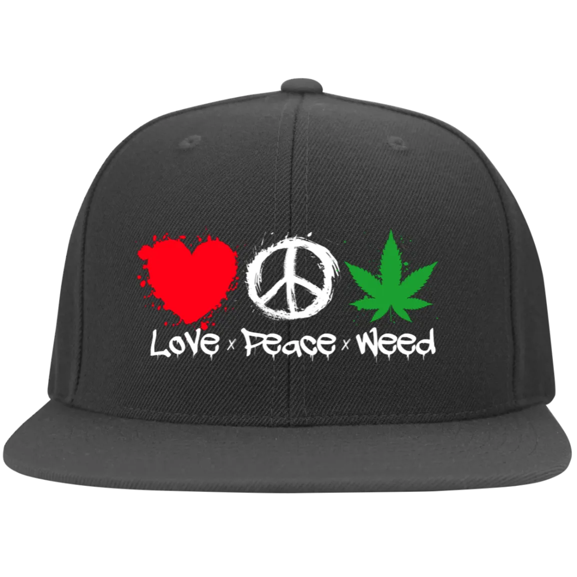 Love Peace Weed Black Flexfit Cap