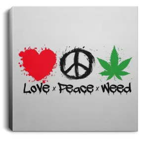 Love Peace Weed Canvas With Frame