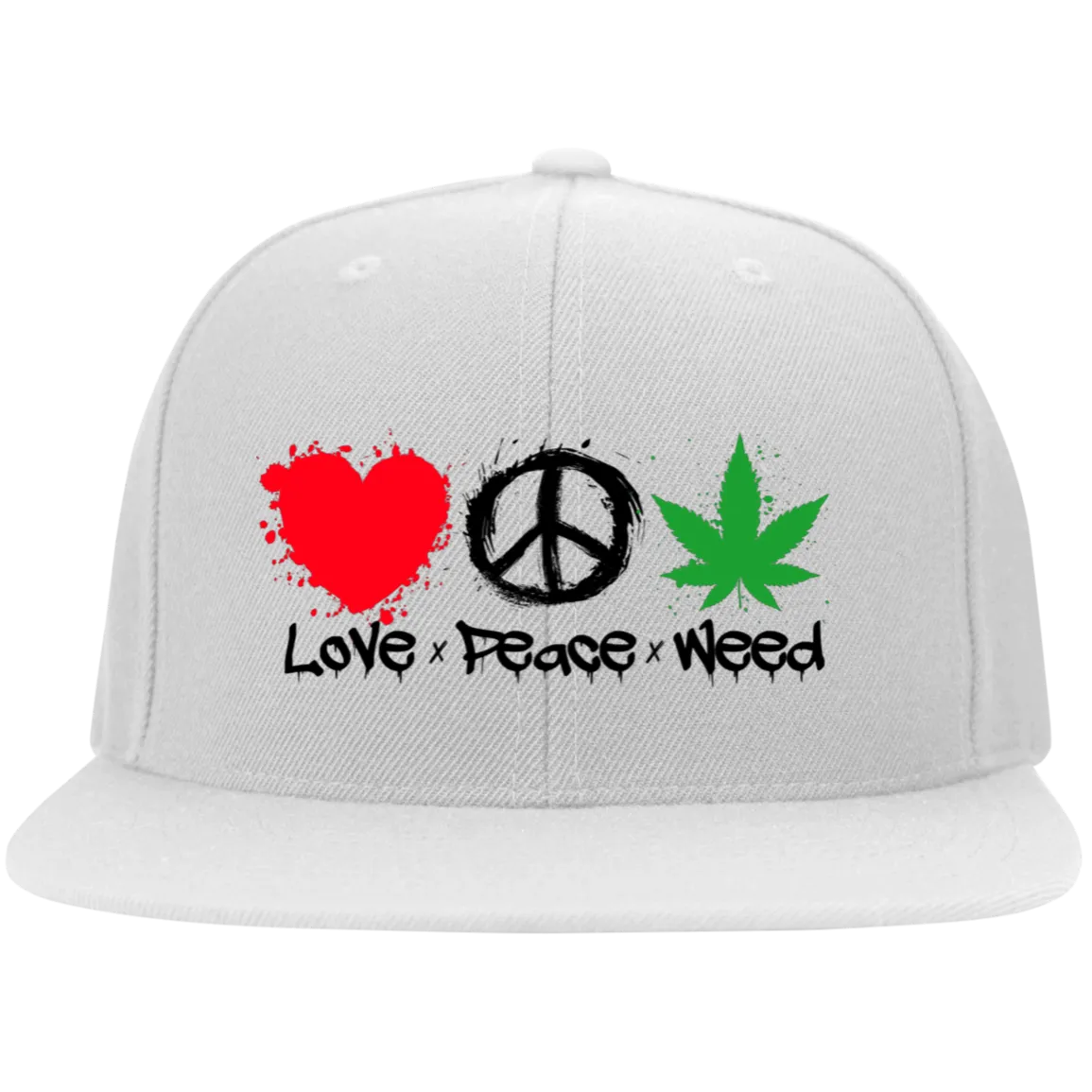 Love Peace Weed White Flexfit Cap