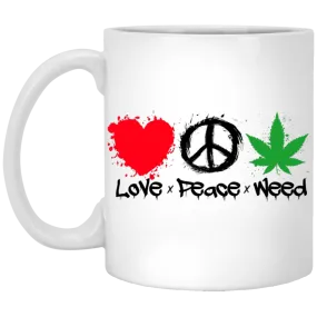 Love Peace Weed White Mug