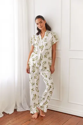 Maggie Pyjama Set - Long Pants - Olive Leaf