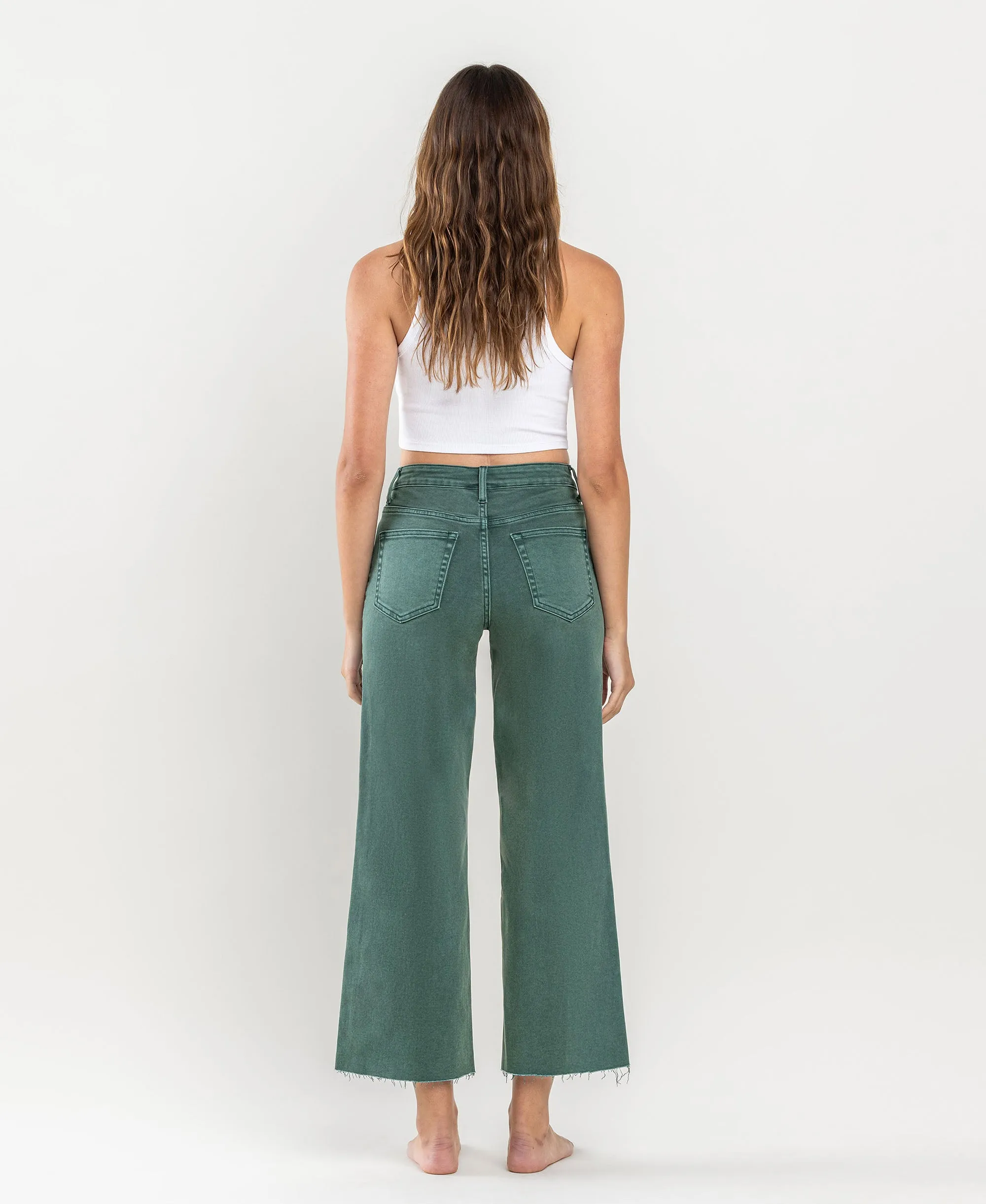 Mallard Green - High Rise Crop Wide Leg Jeans