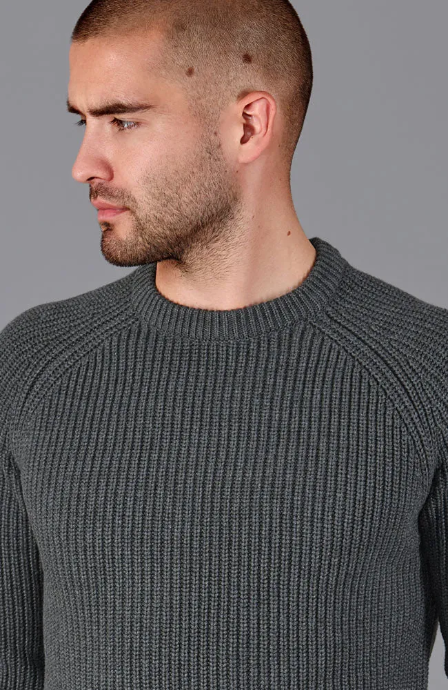 Mens 100% Cotton Fisherman Rib Knit Jumper