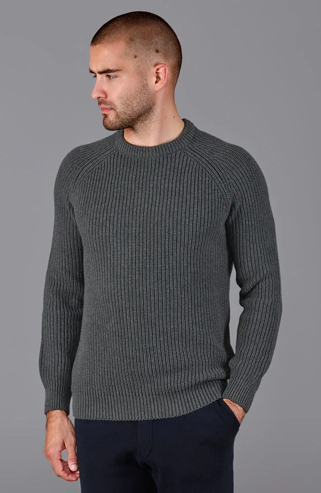 Mens 100% Cotton Fisherman Rib Knit Jumper