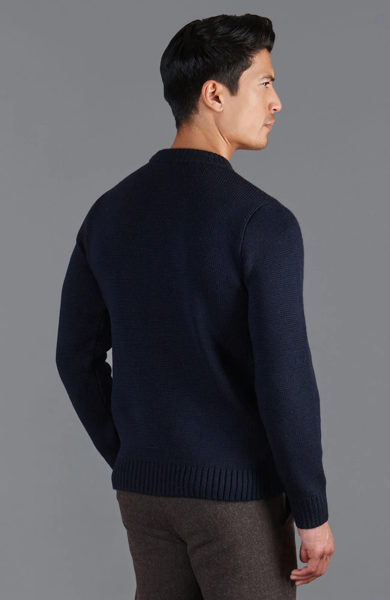 Mens Chunky Merino Wool Crew Neck Jumper