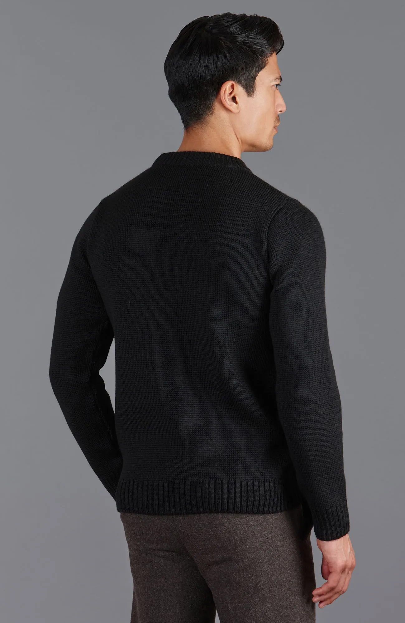 Mens Chunky Merino Wool Crew Neck Jumper