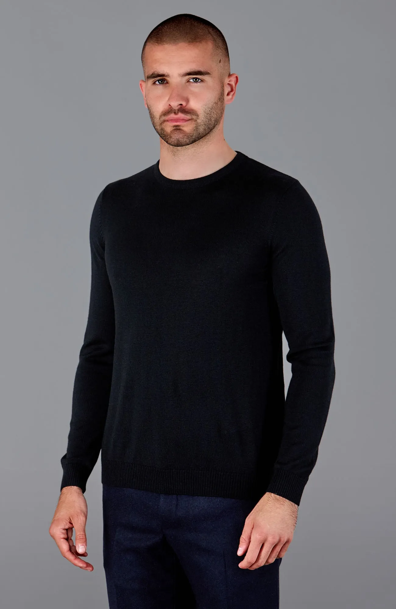 Mens Extra Fine Merino Wool Crew Neck Jumper