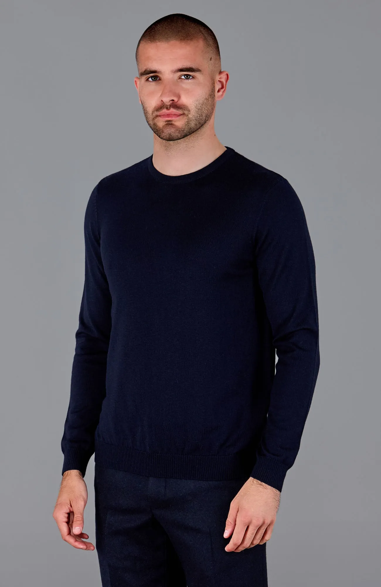 Mens Extra Fine Merino Wool Crew Neck Jumper