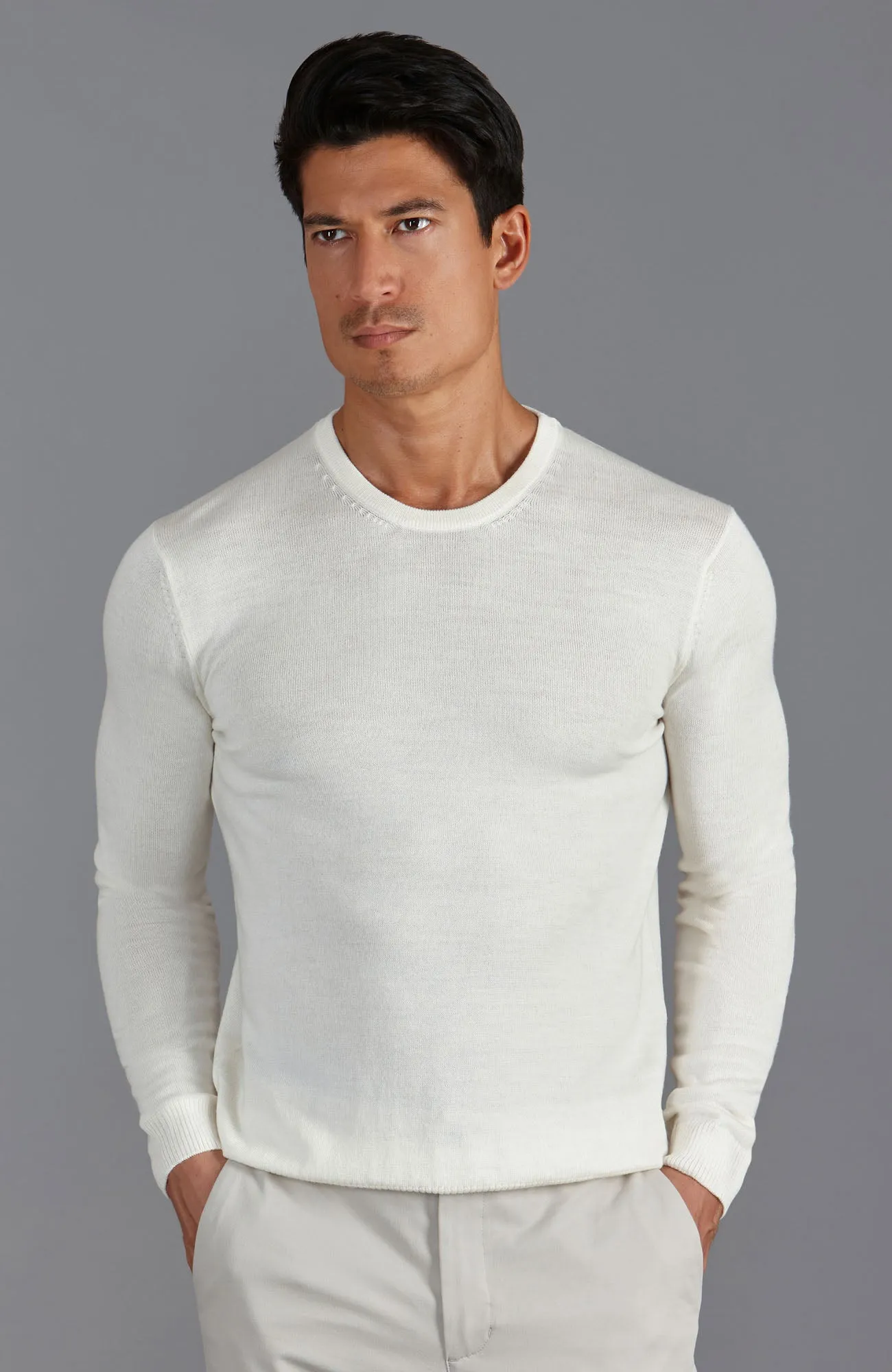 Mens Extra Fine Merino Wool Crew Neck Jumper