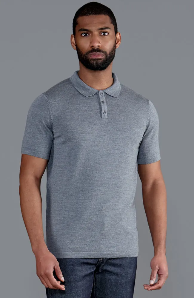 Mens Extra Fine Merino Wool Short Sleeve Polo Shirt