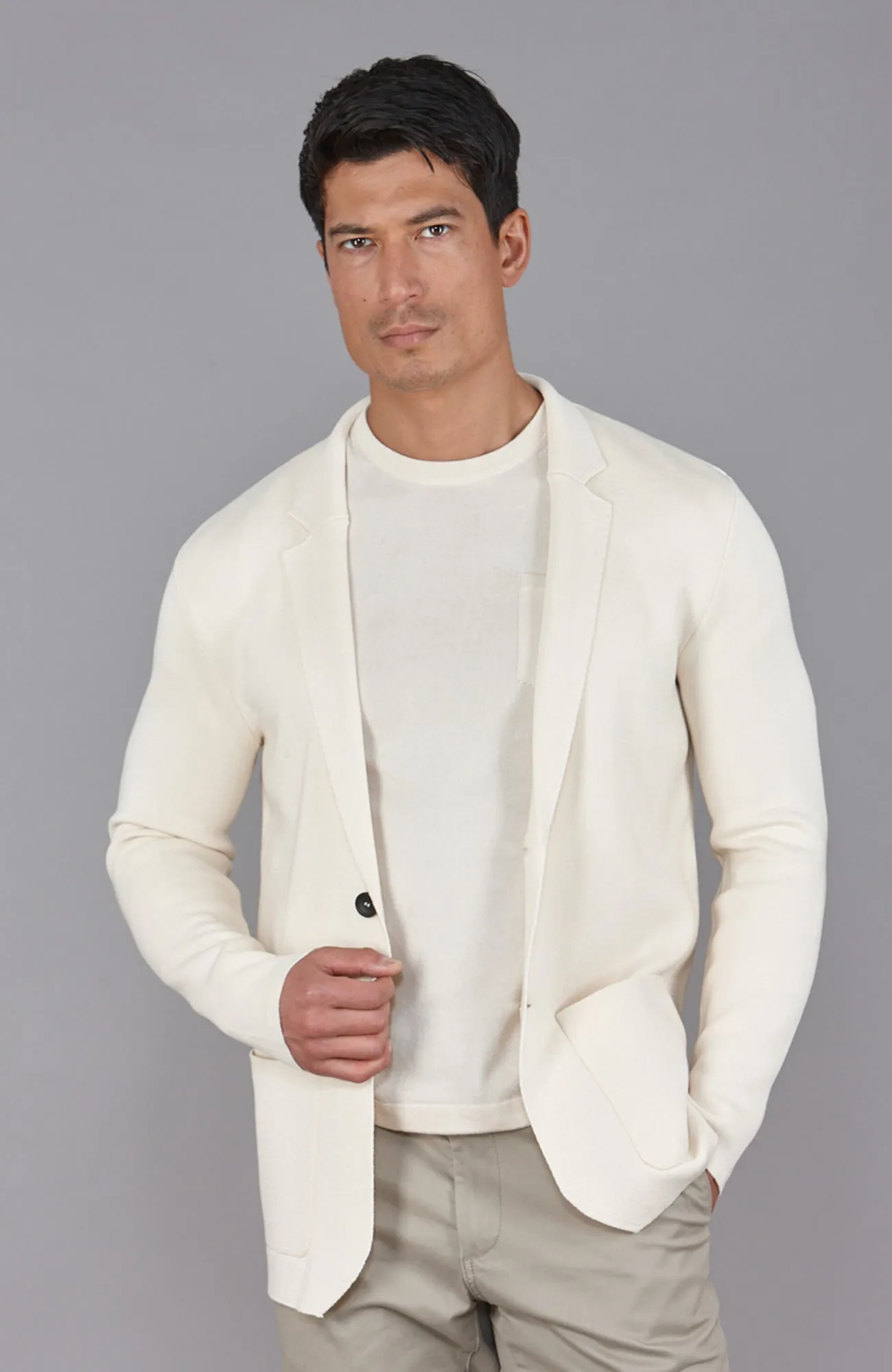 Mens Lightweight Mercerised Cotton Knitted Blazer