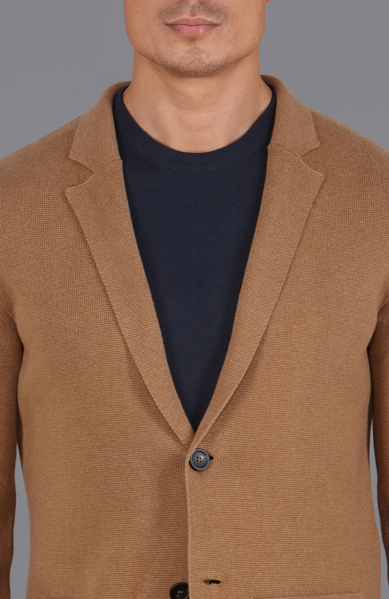 Mens Midweight Cotton Deconstructed Knitted Blazer