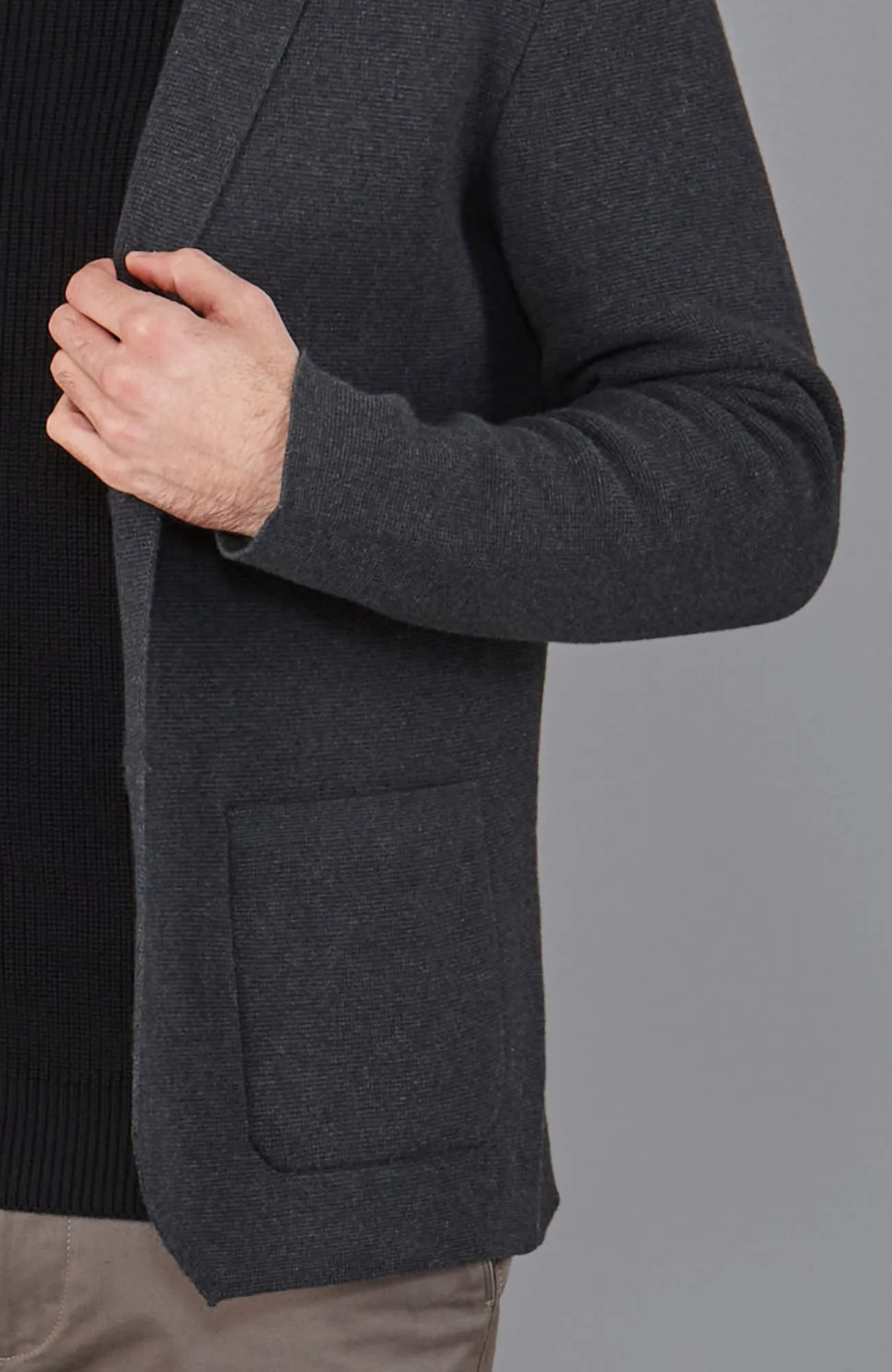 Mens Midweight Cotton Deconstructed Knitted Blazer