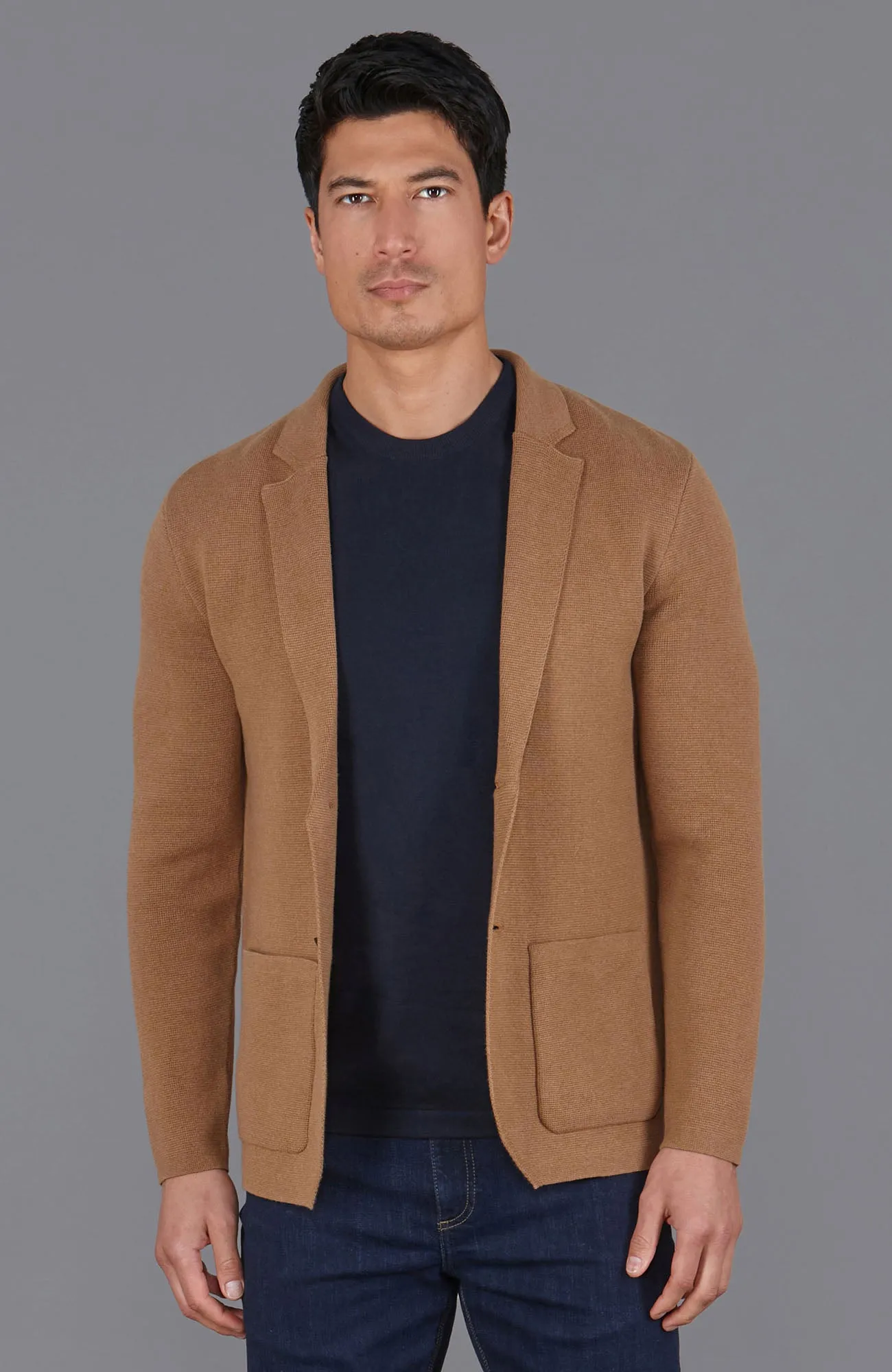 Mens Midweight Cotton Deconstructed Knitted Blazer