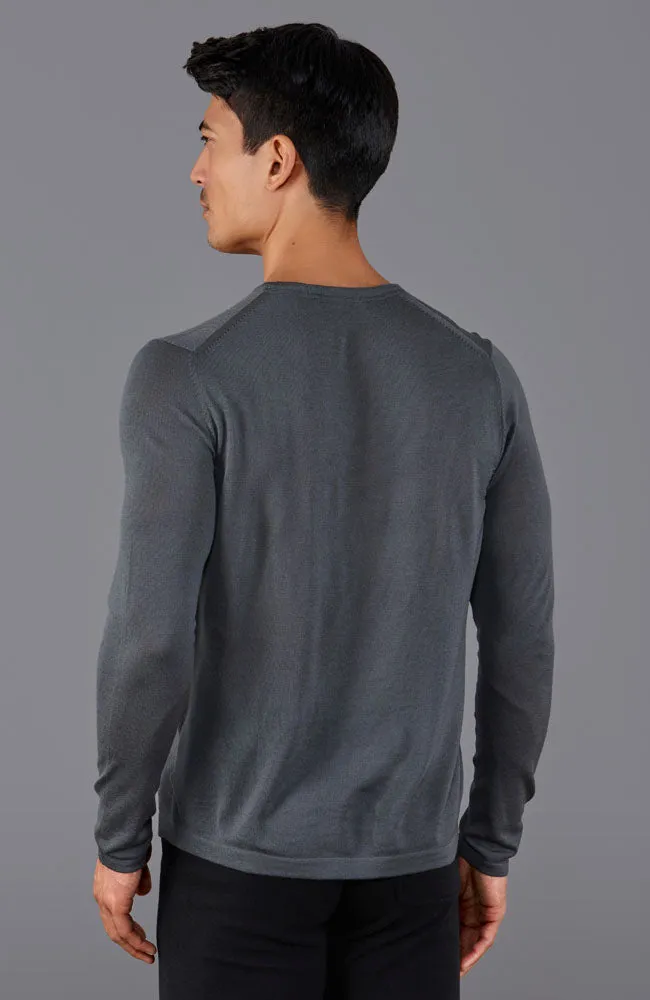 Mens Midweight Merino Activewear Hybrid Long Sleeve Top