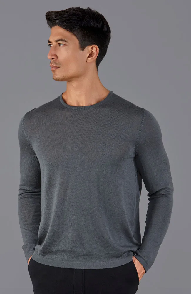 Mens Midweight Merino Activewear Hybrid Long Sleeve Top