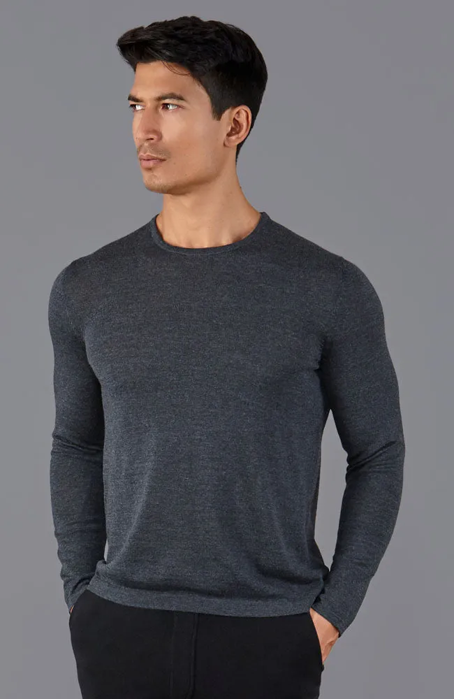 Mens Midweight Merino Activewear Hybrid Long Sleeve Top