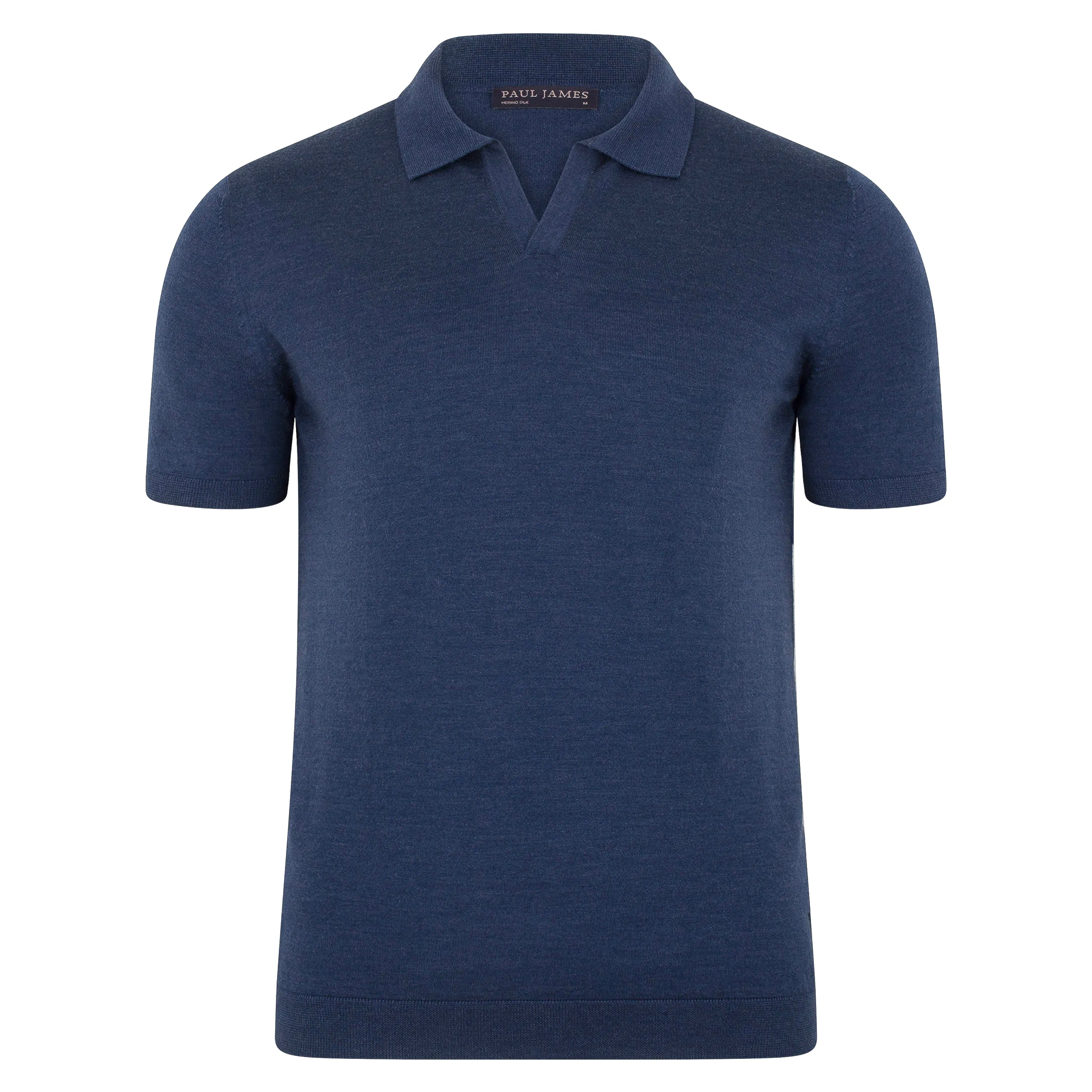 Mens Superfine Merino Silk Buttonless Polo Shirt