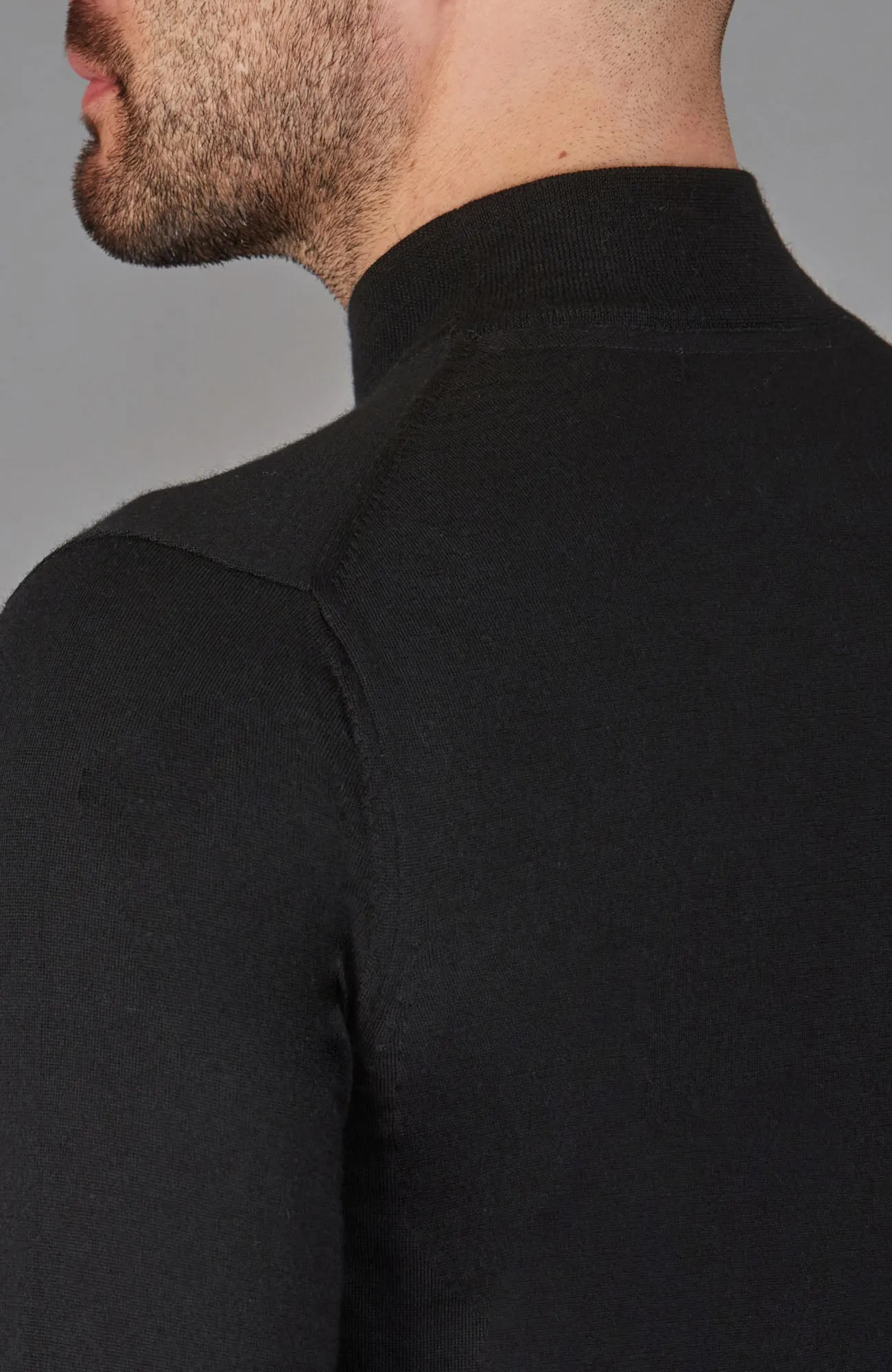 Mens Superfine Merino Silk Mock Turtle Neck Jumper