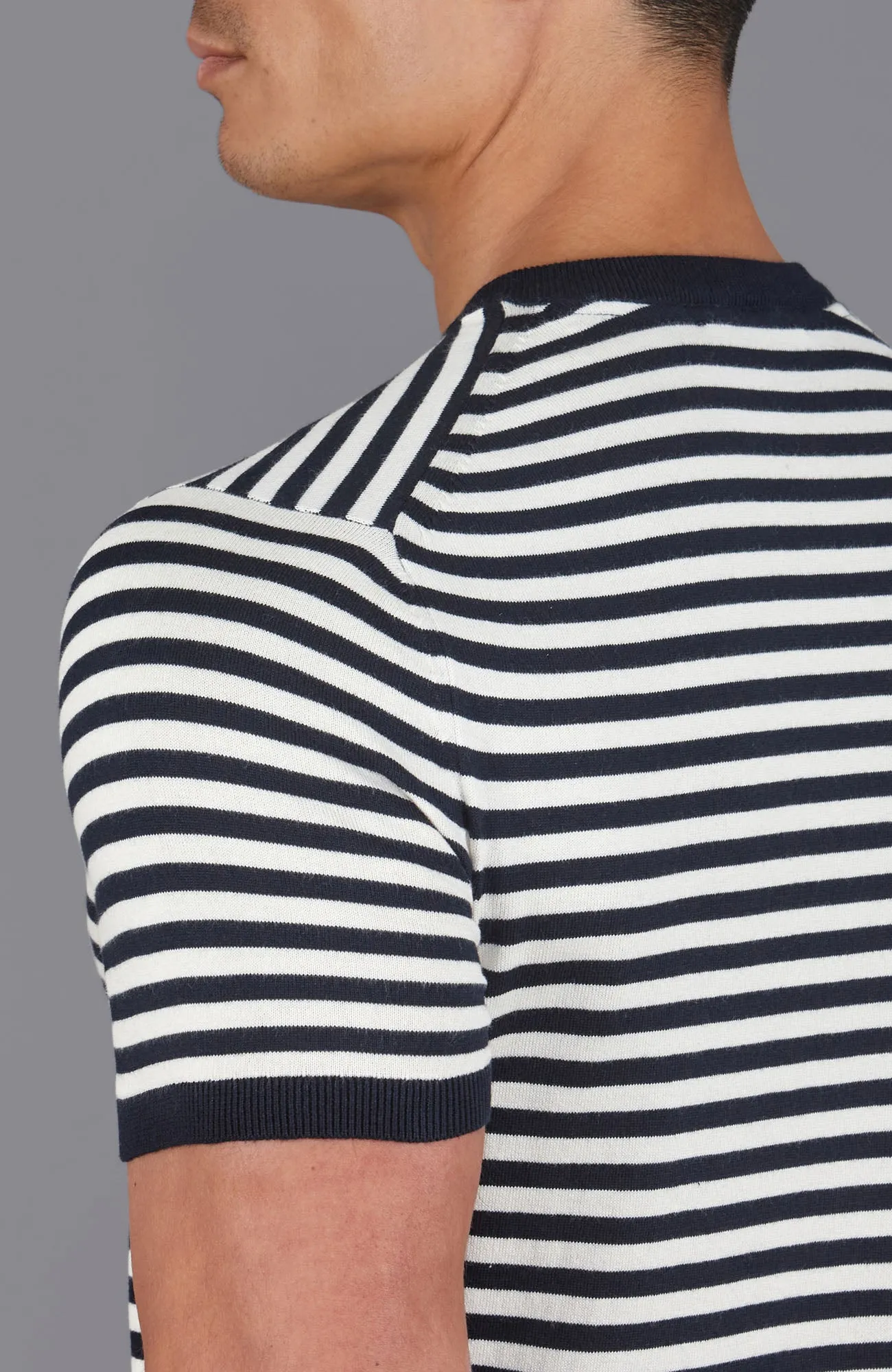 Mens Ultra Fine Cotton Knitted Breton T-Shirt