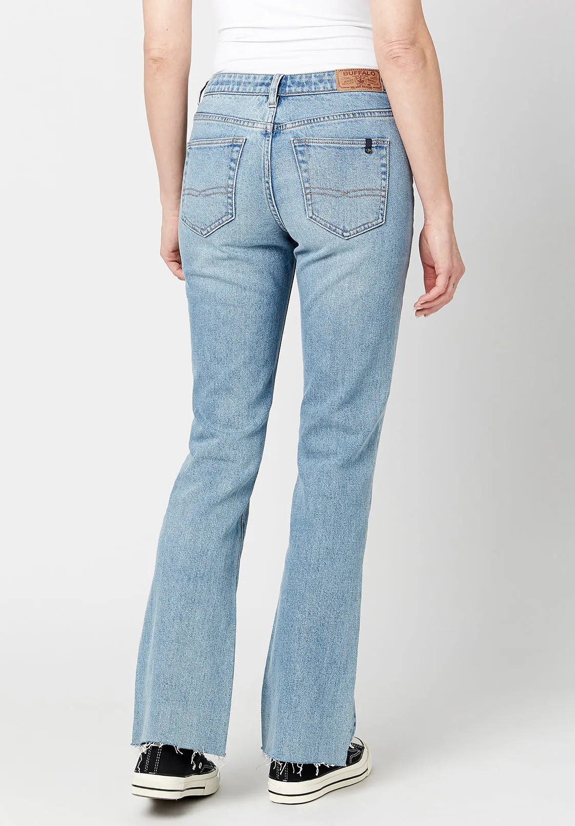 Mid Rise Bootcut Queen Women's Jeans in Vintage Sanded Light Blue - BL15857