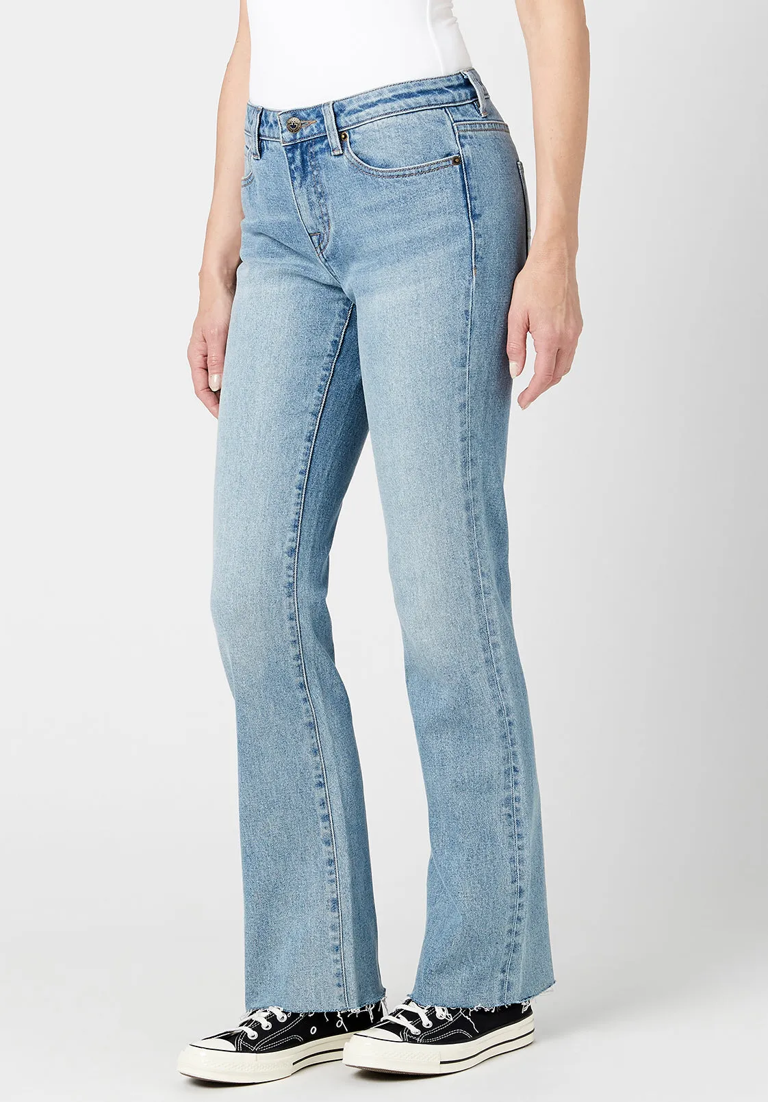 Mid Rise Bootcut Queen Women's Jeans in Vintage Sanded Light Blue - BL15857