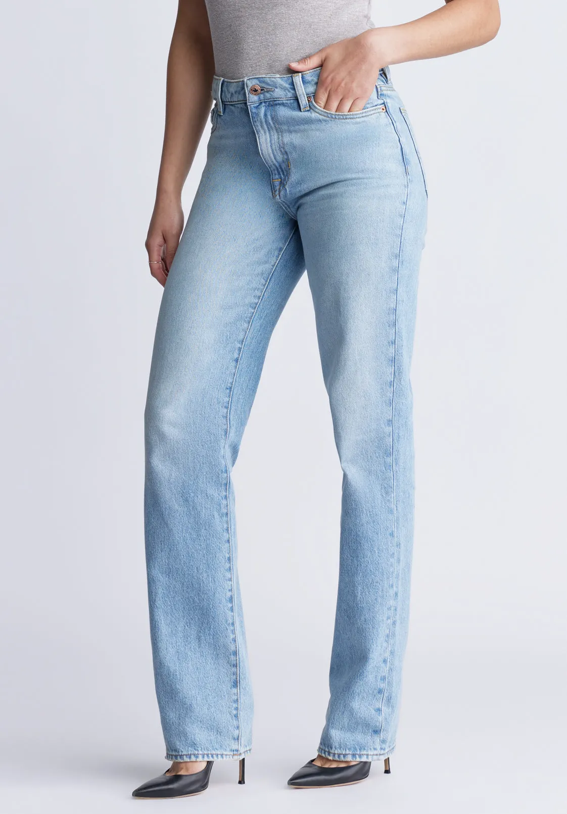 Mid Rise Straight Mary Women's Jeans, veined and worked - BL15926