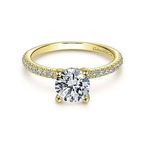 Mounting Only, 14K Yellow Gold Diamond Engagement Ring