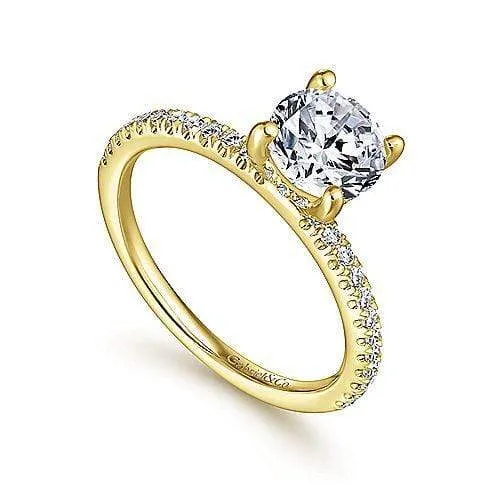 Mounting Only, 14K Yellow Gold Diamond Engagement Ring