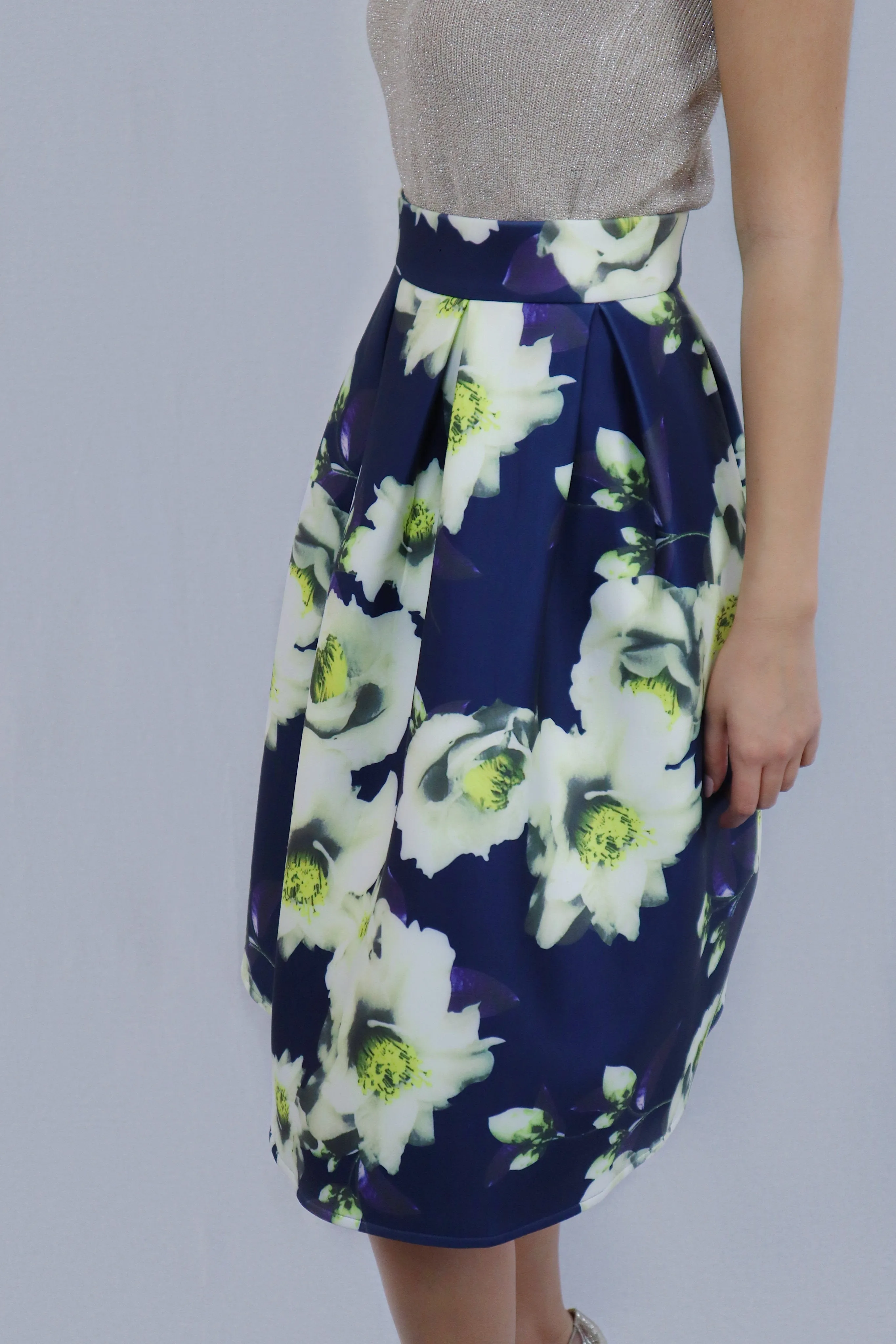 Navy Floral Skirt