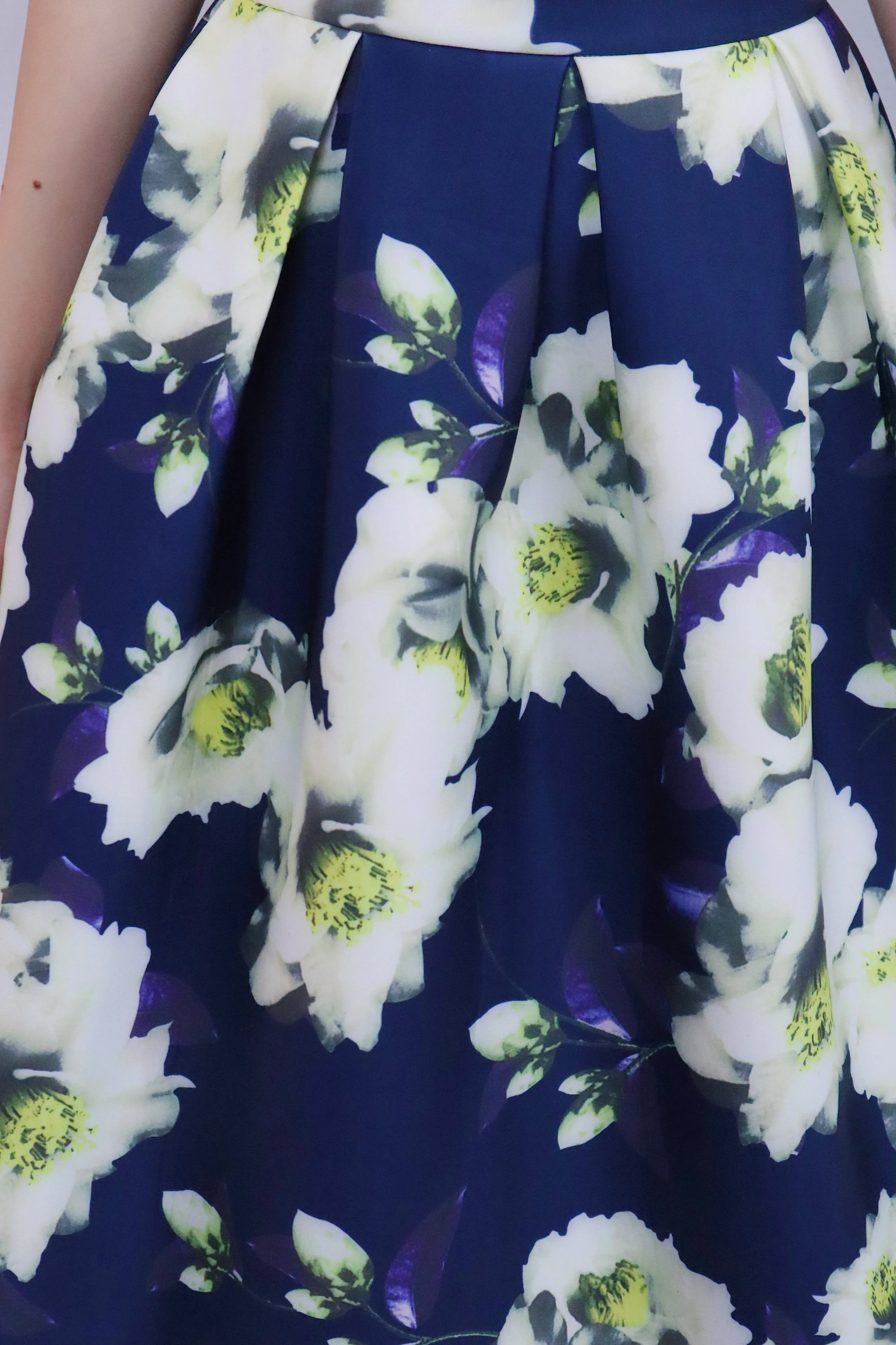 Navy Floral Skirt