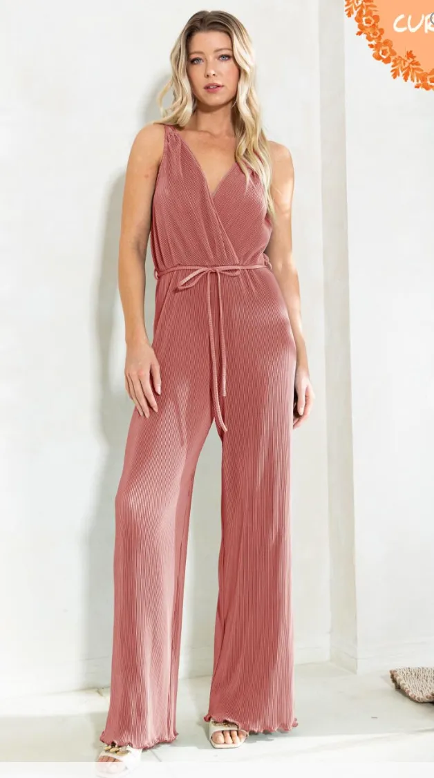 Neat Pleat Knit Jumpsuit