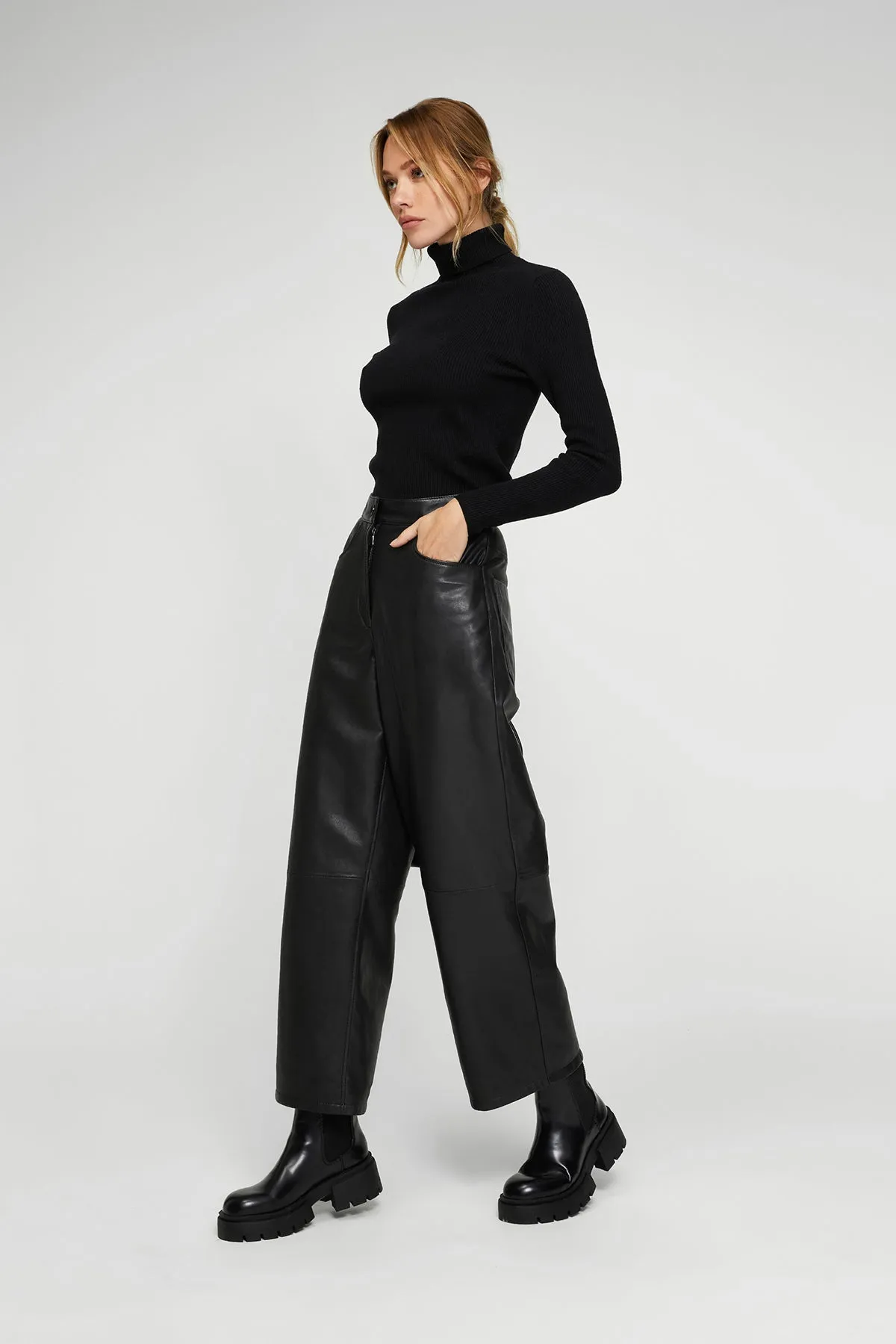 Odette - Black Leather Pant