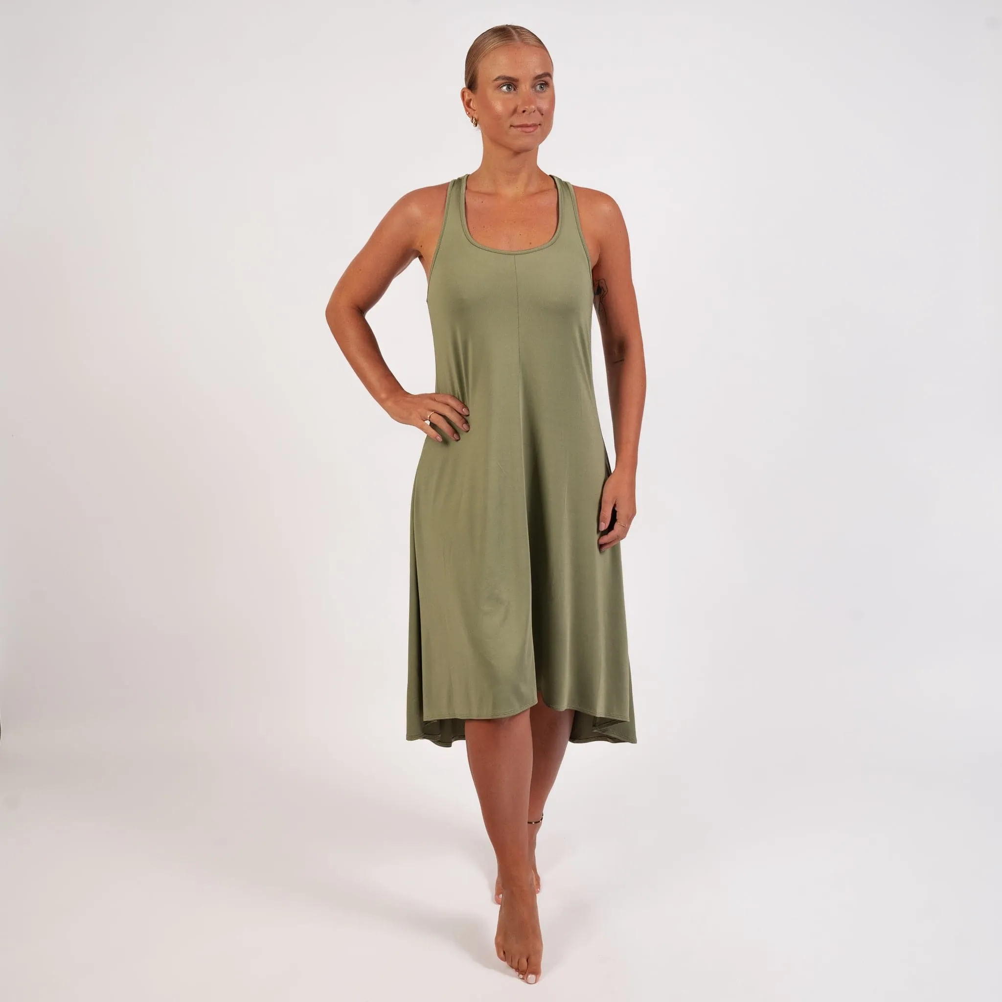 Olive Flowy Dress