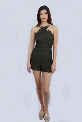 Olive Lace Romper