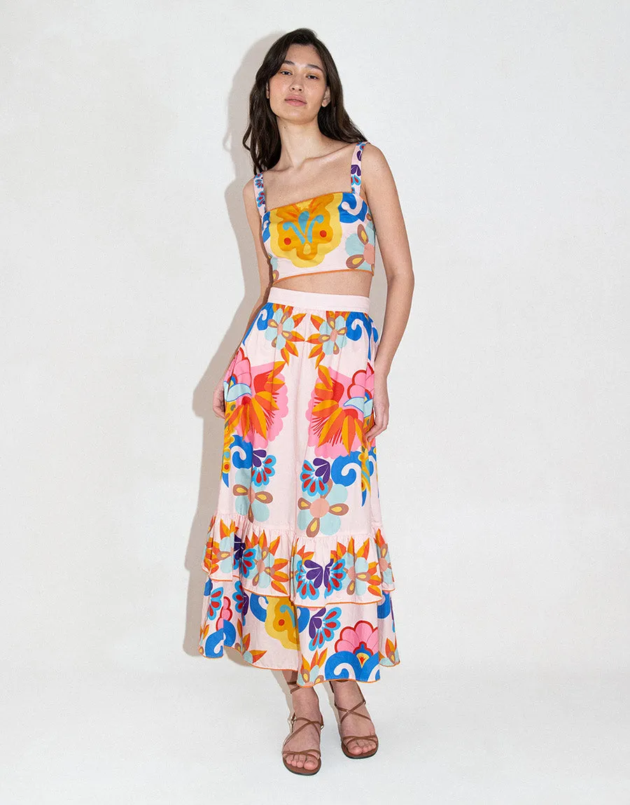 Paulina Cotton Midi Skirt - Soleil