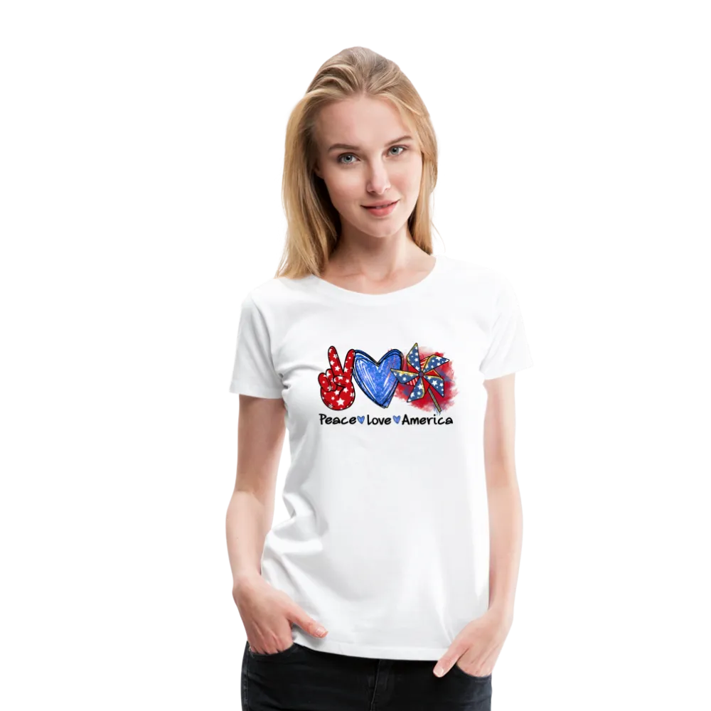 Peace, Love, America: Women's Premium T-Shirt