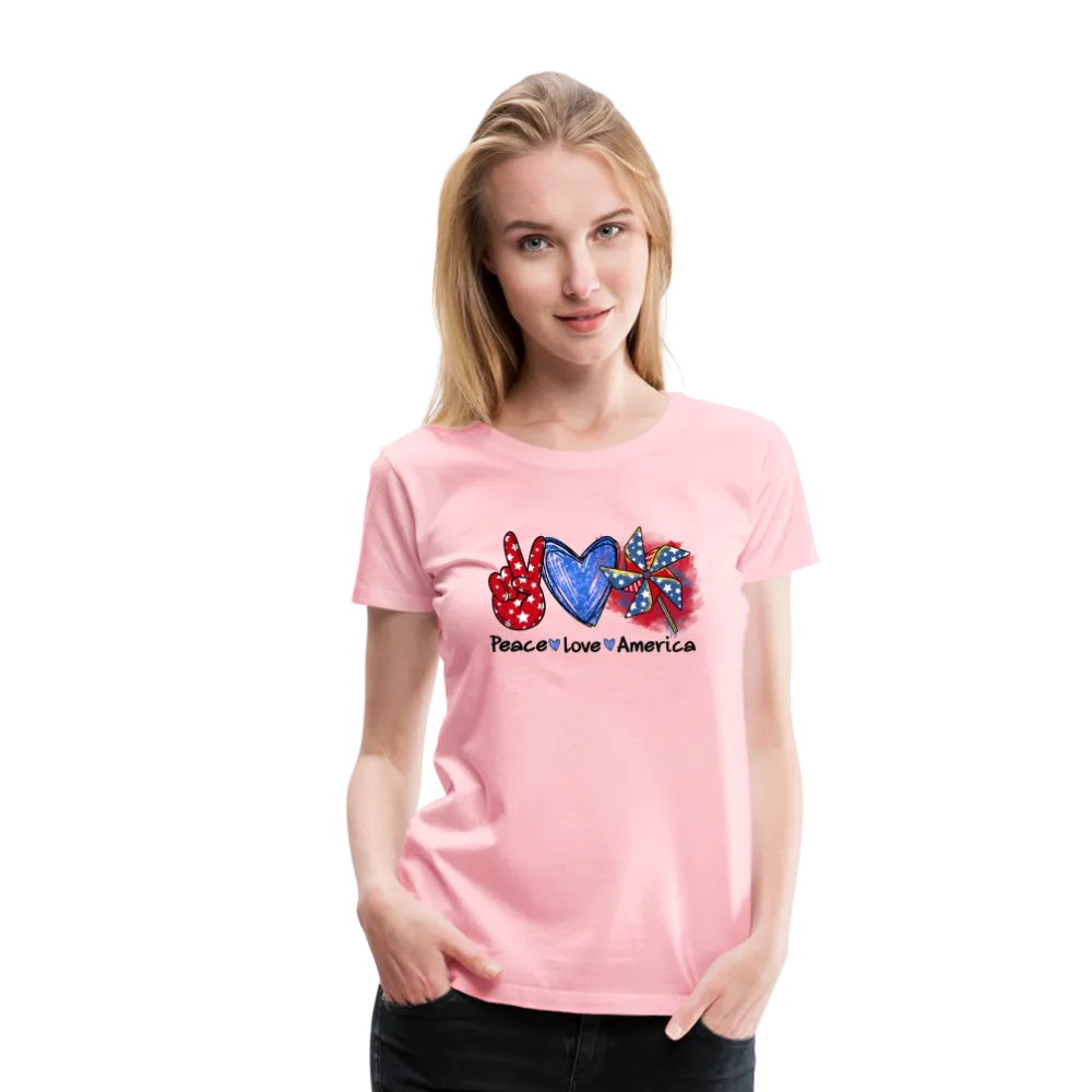 Peace, Love, America: Women's Premium T-Shirt